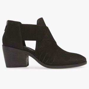 EILEEN FISHER Walt Cross Strap Cutout Black Suede Ankle Bootie Boot Women's 9